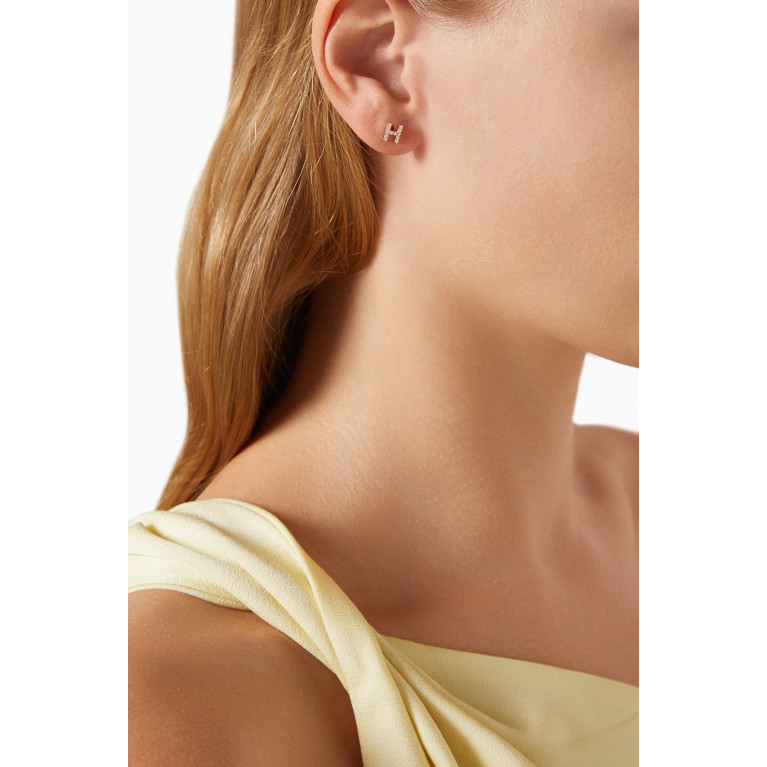 Fergus James - H Letter Diamond Single Stud Earring in 18kt Gold