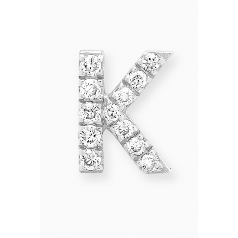 Fergus James - K Letter Diamond Single Stud Earring in 18kt White Gold