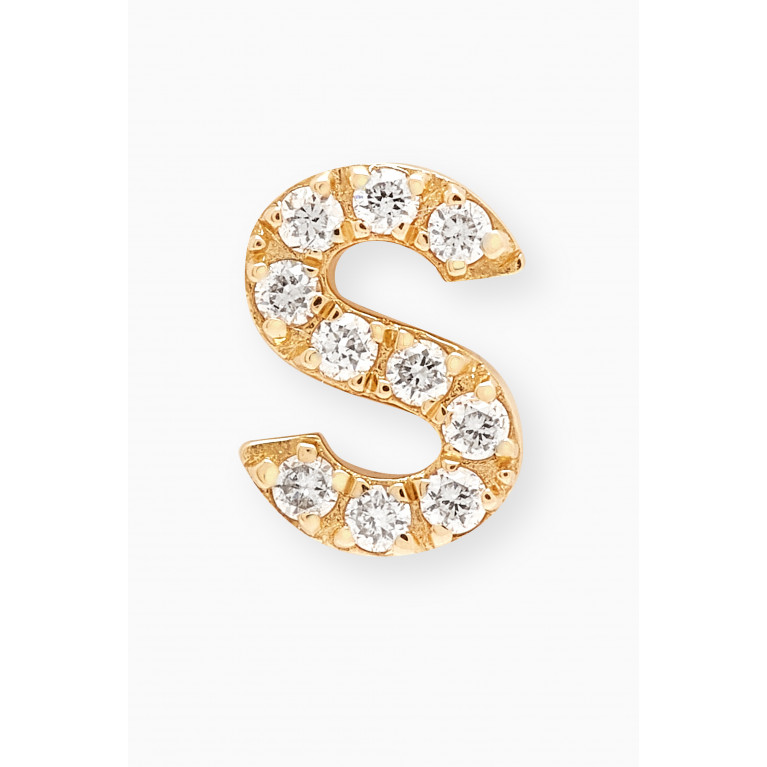 Fergus James - S Letter Diamond Single Stud Earring in 18kt Gold
