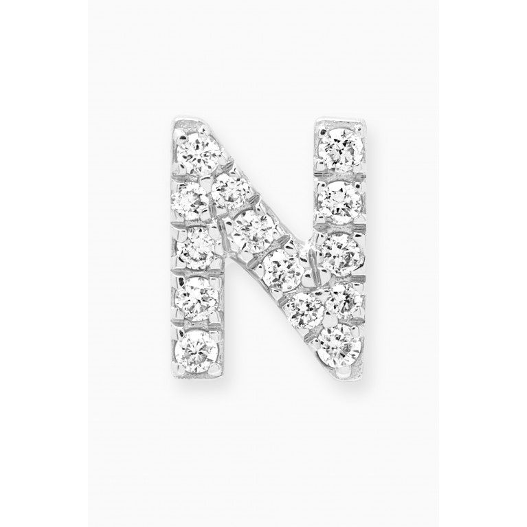 Fergus James - N Letter Diamond Single Stud Earring in 18kt White Gold
