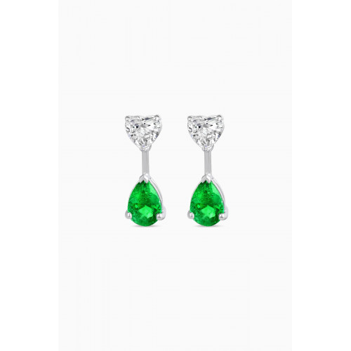 Fergus James - Emerald & Diamond Drop Earrings in 18kt White Gold