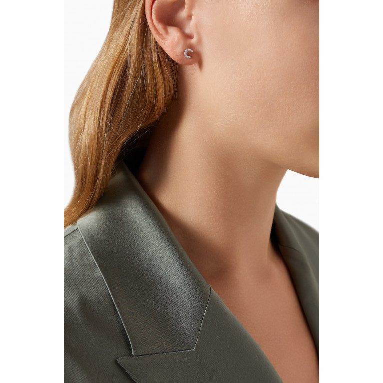 Fergus James - C Letter Diamond Single Stud Earring in 18kt White Gold