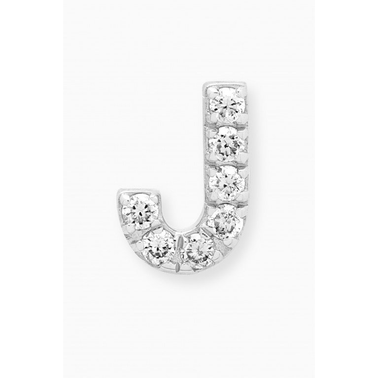 Fergus James - J Letter Diamond Single Stud Earring in 18kt White Gold