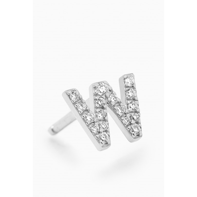 Fergus James - W Letter Diamond Single Stud Earring in 18kt White Gold