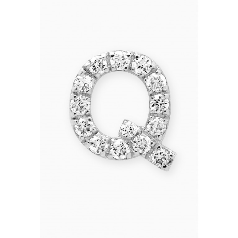 Fergus James - Q Letter Diamond Single Stud Earring in 18kt White Gold