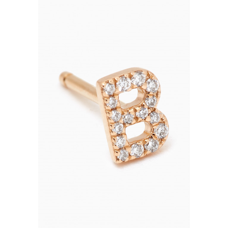 Fergus James - B Letter Diamond Single Stud Earring in 18kt Gold