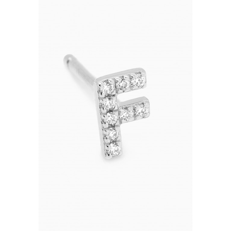 Fergus James - F Letter Diamond Single Stud Earring in 18kt White Gold