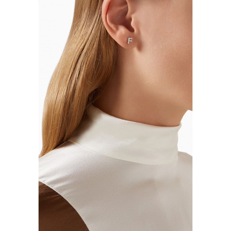 Fergus James - F Letter Diamond Single Stud Earring in 18kt White Gold