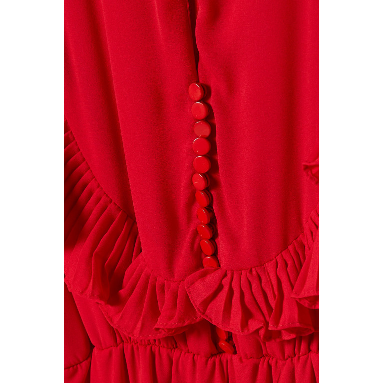 Serpil - Ruffle-trimmed Midi Dress Red