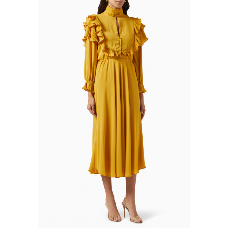 Serpil - Ruffle-trimmed Midi Dress Yellow
