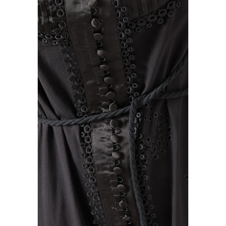 Serpil - Eyelet Midi Dress in Cotton Black