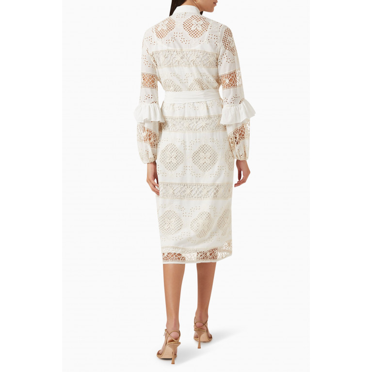 Serpil - Crochet-knit Belted Midi Dress