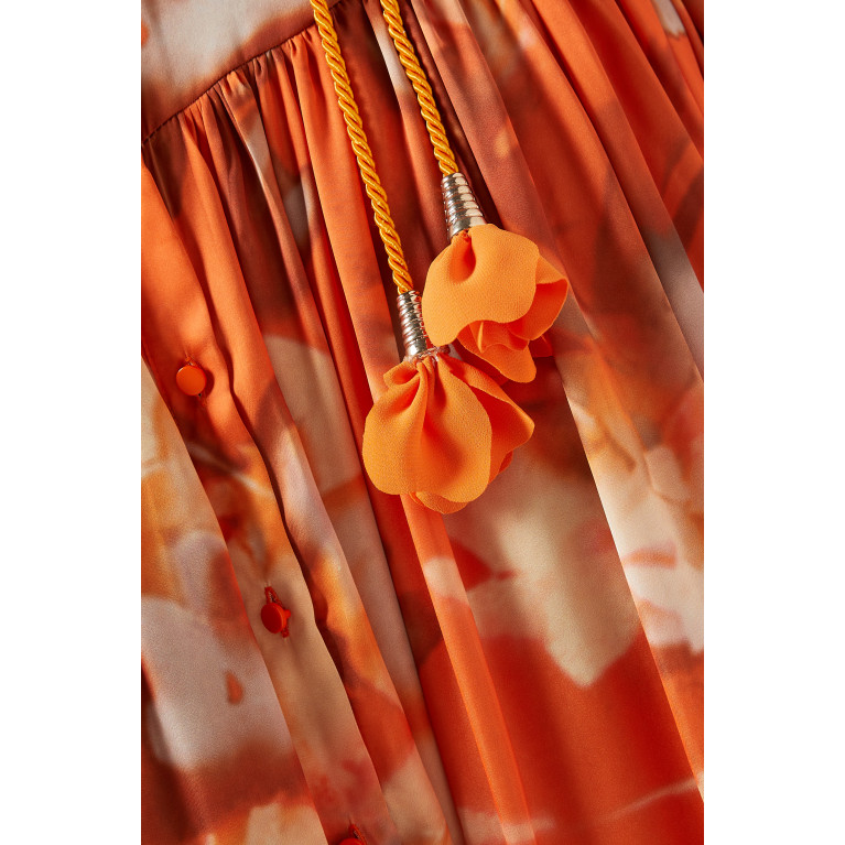 Serpil - Floral-print Midi Dress in Crepe Orange