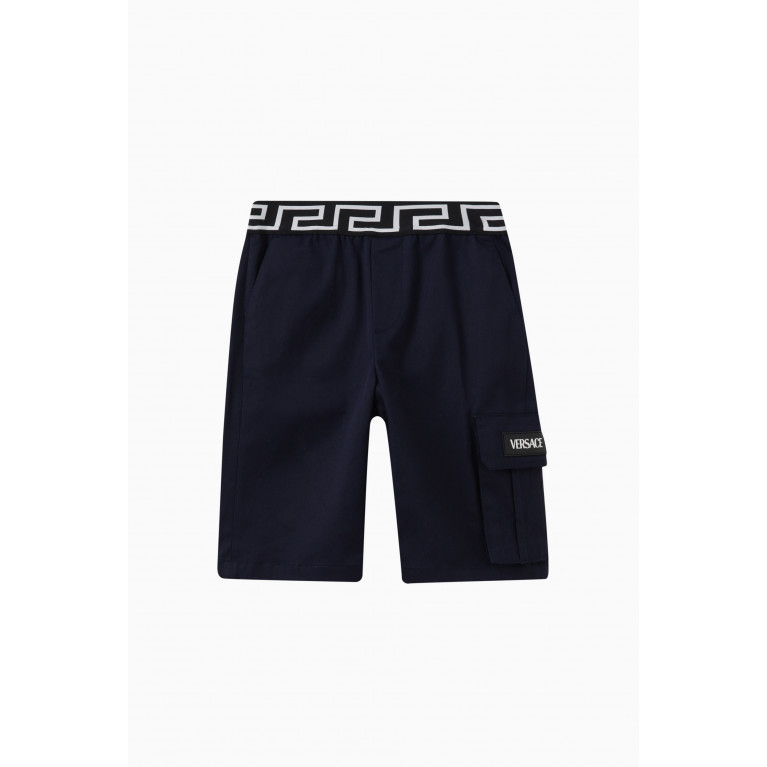 Versace - Greca Border Shorts in Cotton Gabardine