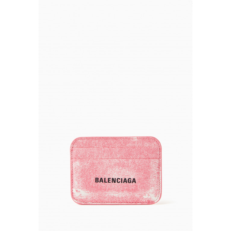 Balenciaga - Cash Card Holder in Denim-printed Nappa Lambskin