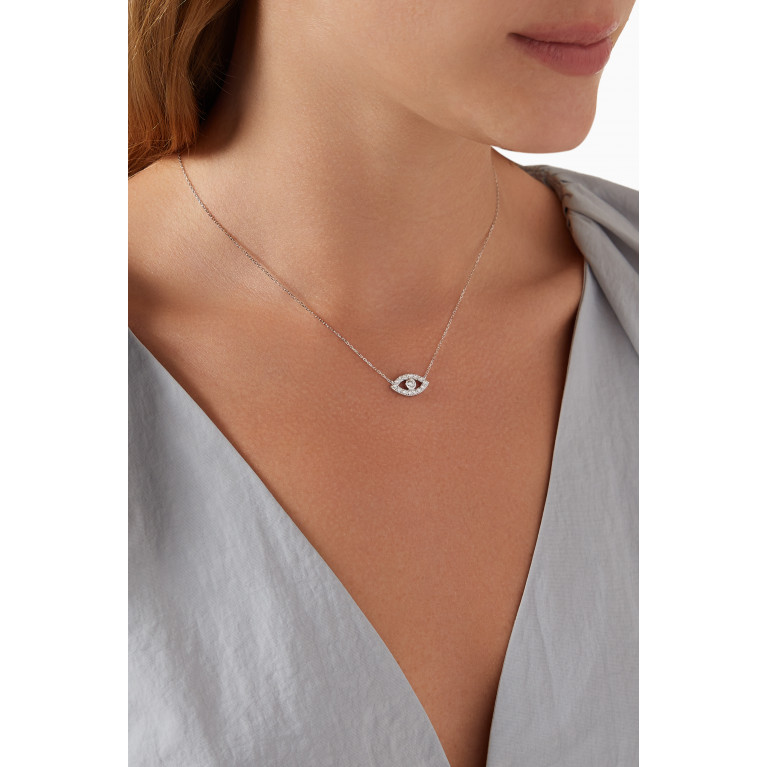 Fergus James - Evil Eye Diamond Pendant Necklace in 18kt White Gold