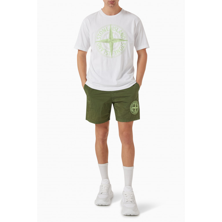 Stone Island - Stitches Five Embroidered Swim Shorts in ECONYL® Green