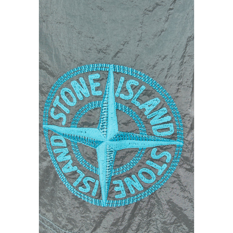 Stone Island - Stitches Five Embroidered Swim Shorts in ECONYL® Blue