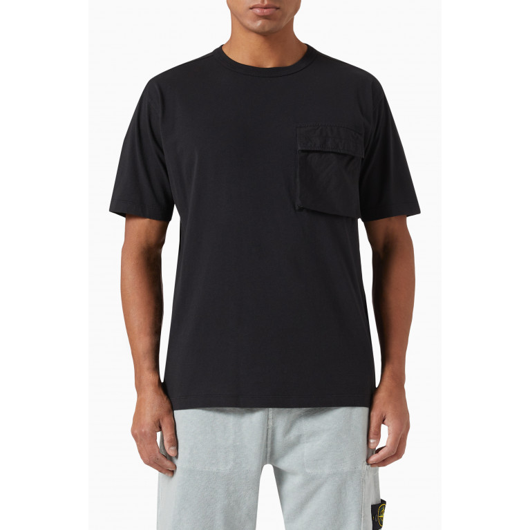 Stone Island - Embroidered Logo T-shirt in Organic Cotton Black