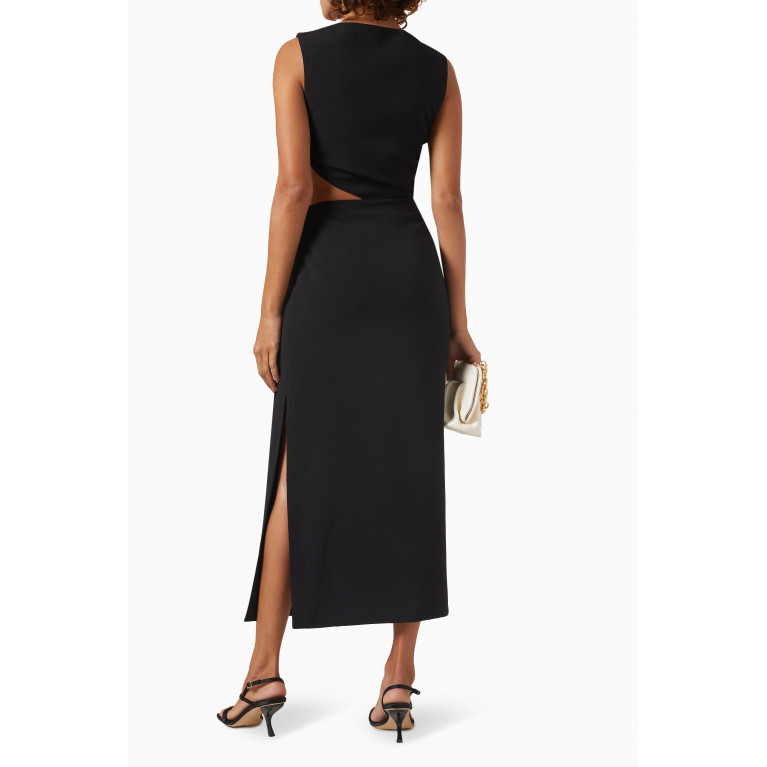 Pasduchas - Eves Cut-out Midi Dress in Stretch-suiting Black
