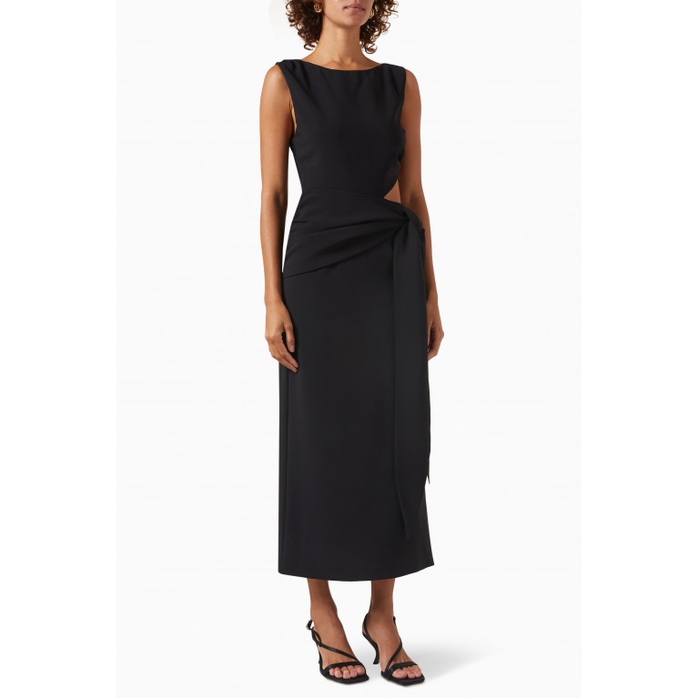 Pasduchas - Eves Cut-out Midi Dress in Stretch-suiting Black