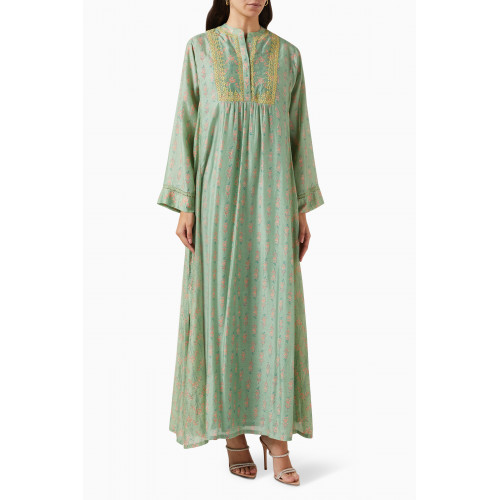 Anita Dongre - Embroidered Floral-print Kaftan in Cotton-silk