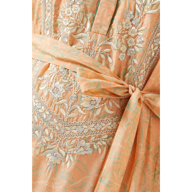 Anita Dongre - Embroidered Maxi Dress in Silk Pink
