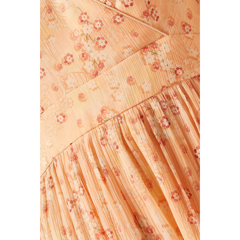 Anita Dongre - Floral-print Midi Dress in Chiffon Pink