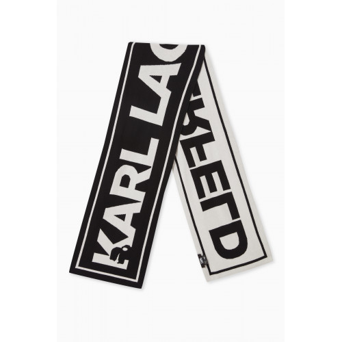 Karl Lagerfeld - K/Essential Logo Scarf in Wool-blend Knit