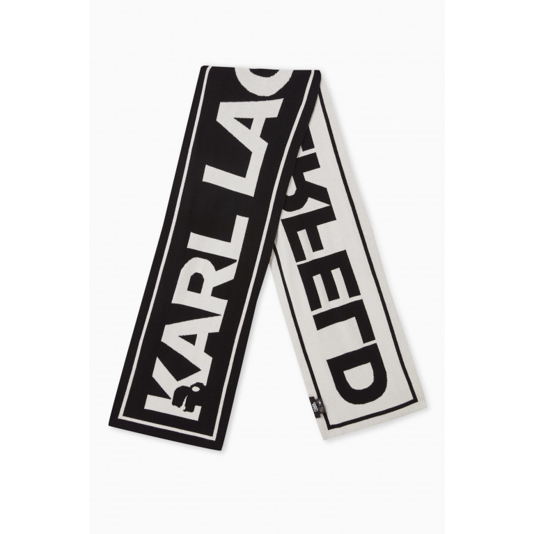 Karl Lagerfeld - K/Essential Logo Scarf in Wool-blend Knit