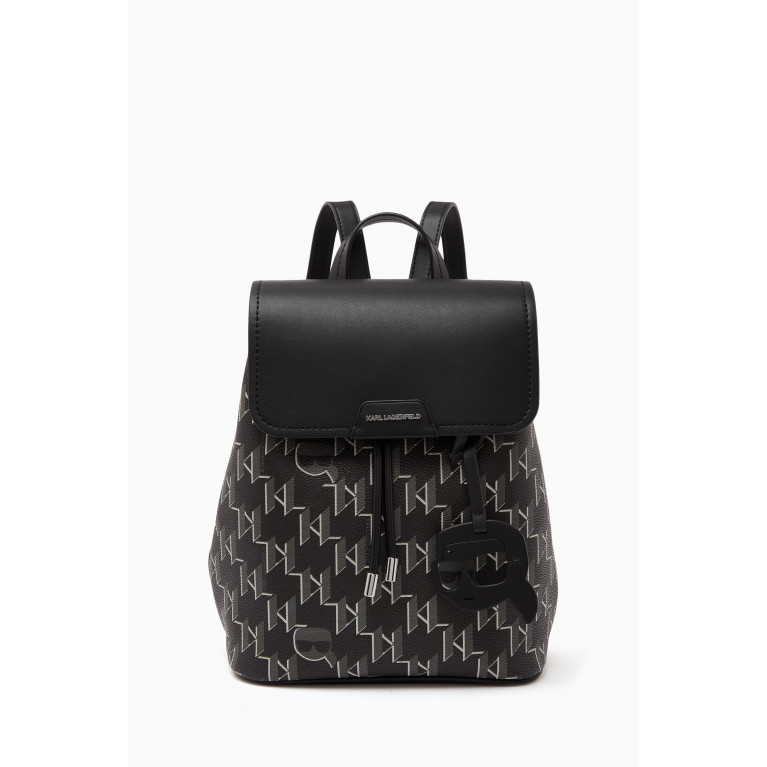 Karl Lagerfeld - K/Ikonik Flap Backpack in Monogram Leather