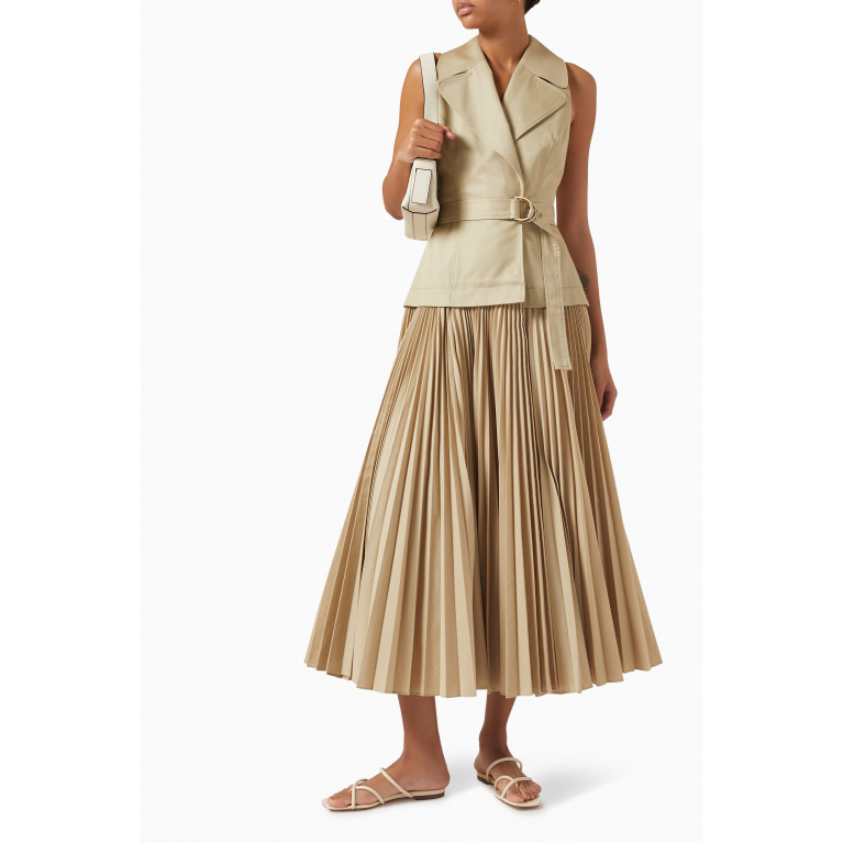 Acler - Cliff Pleated Midi Dress in Cotton