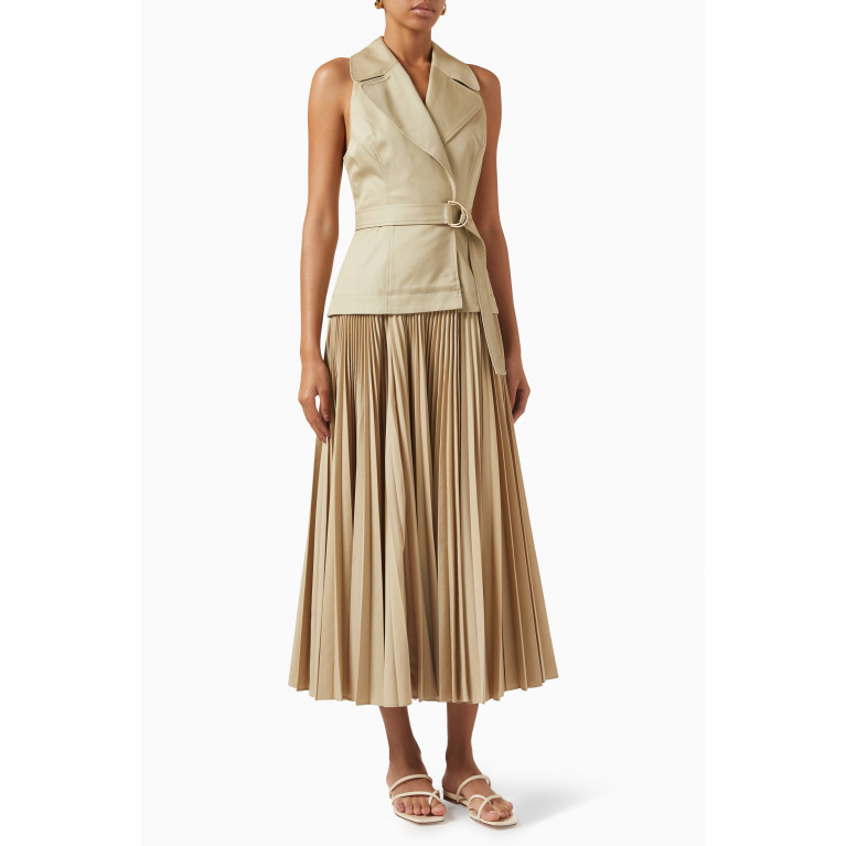 Acler - Cliff Pleated Midi Dress in Cotton