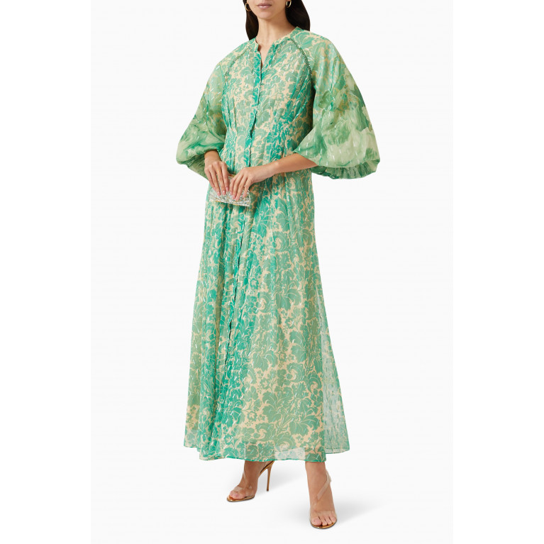 Kalico - Ikeabana Embellished Maxi Dress in Textured-chiffon