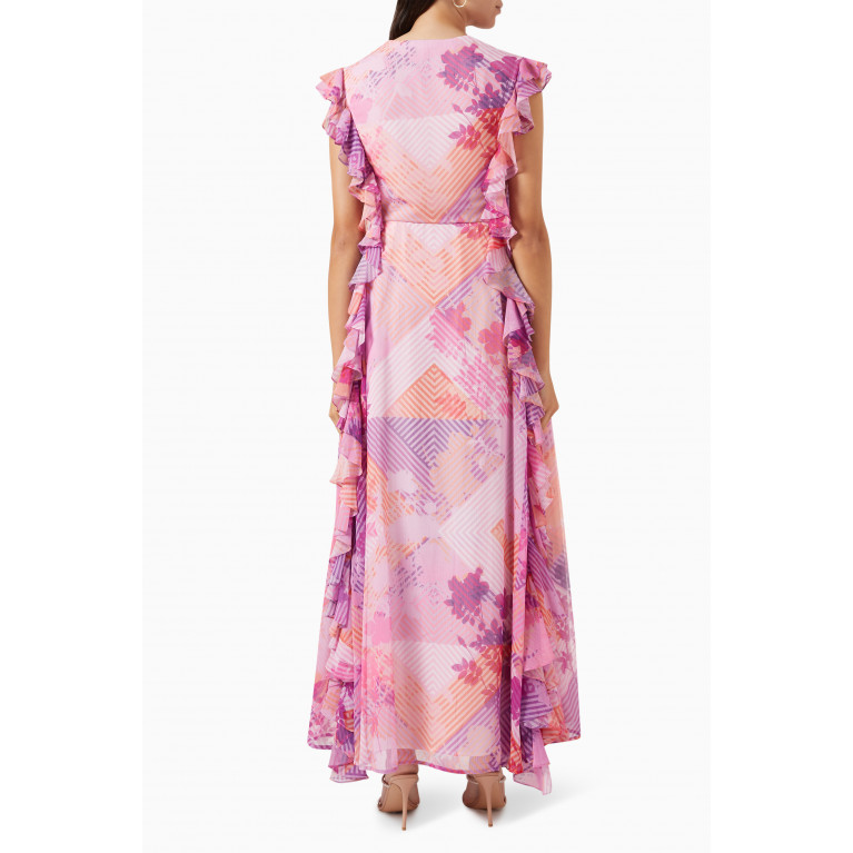 Kalico - Vineyard Ruffled Maxi Dress in Chiffon & Organza Pink