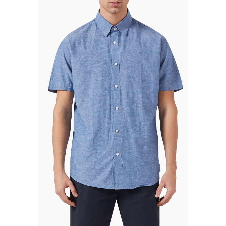 Selected Homme - Woven Shirt in Organic Cotton-linen Blend Blue