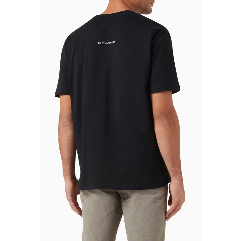 Selected Homme - Graphic Print T-shirt in Cotton Black