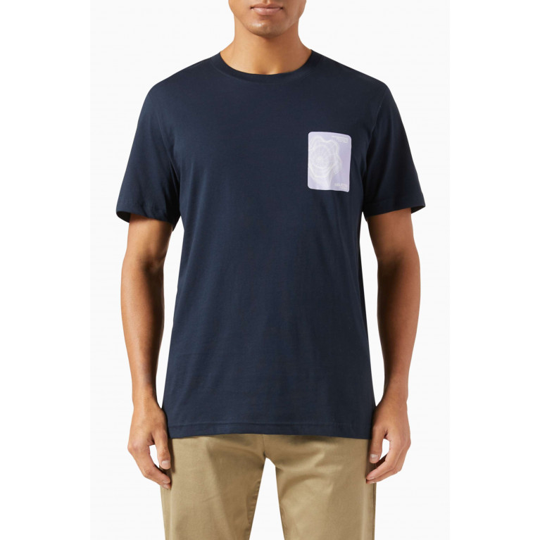Selected Homme - Corey Pocket Print T-shirt in Organic Cotton Blue