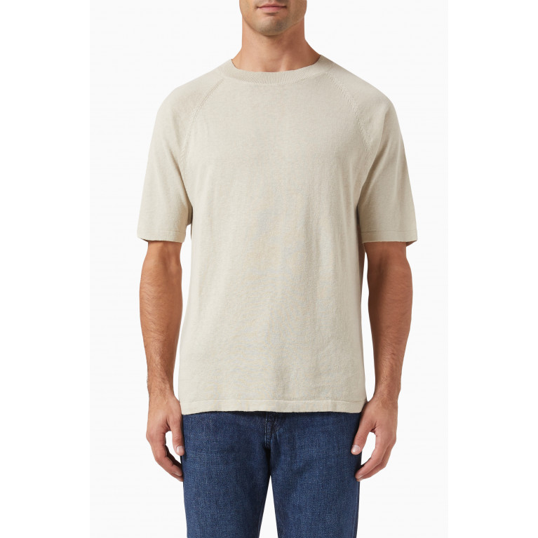 Selected Homme - T-shirt in Linen-cotton Blend Knit Neutral