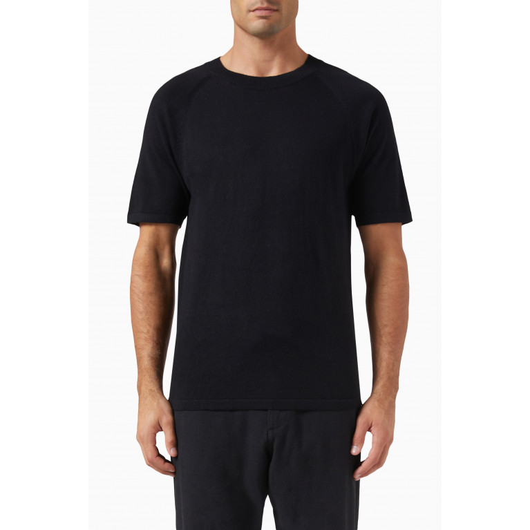Selected Homme - T-shirt in Linen-cotton Blend Knit Black