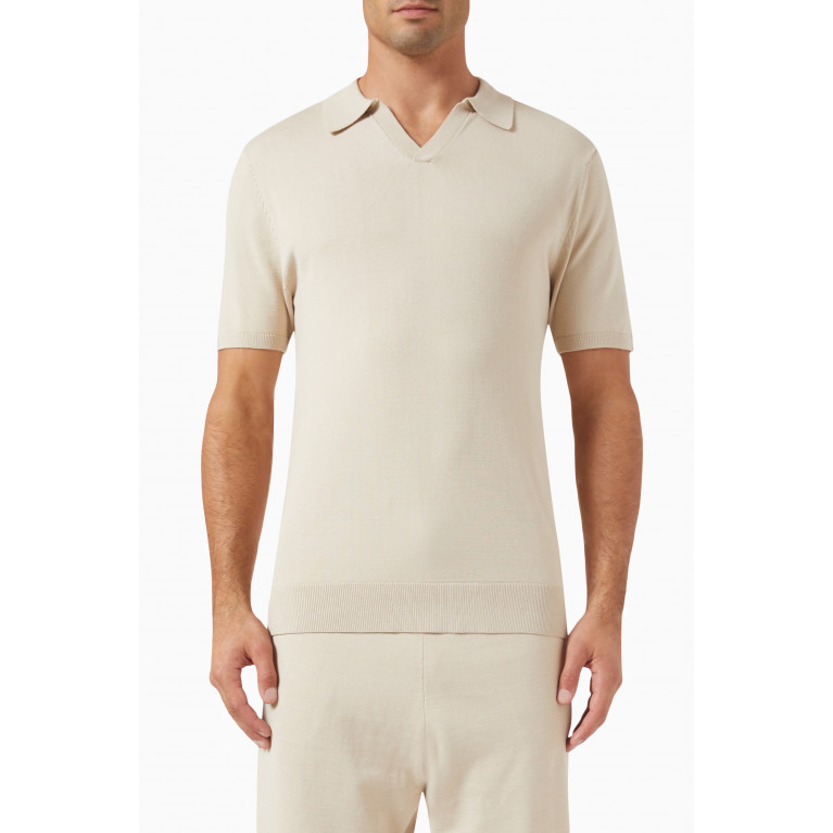 Selected Homme - Polo Shirt in Viscose Blend Knit Neutral