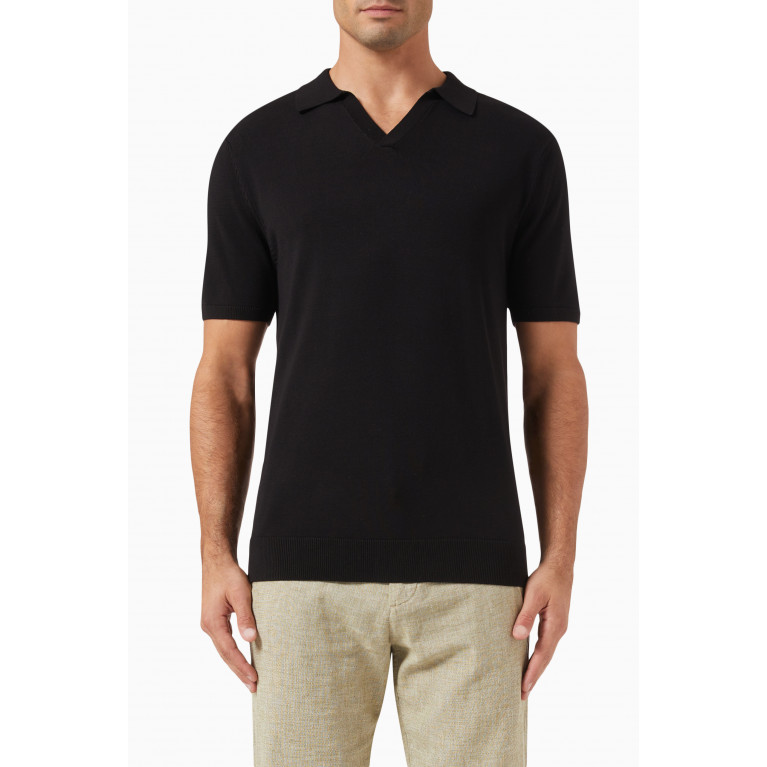 Selected Homme - Polo Shirt in Viscose Blend Knit Black