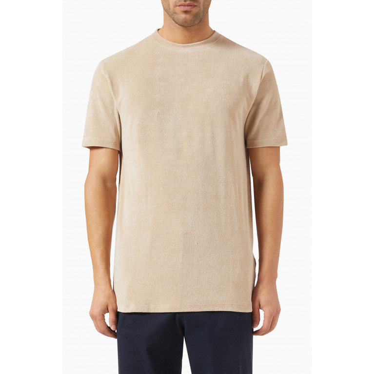 Selected Homme - Textured T-shirt in Cotton Terry Neutral