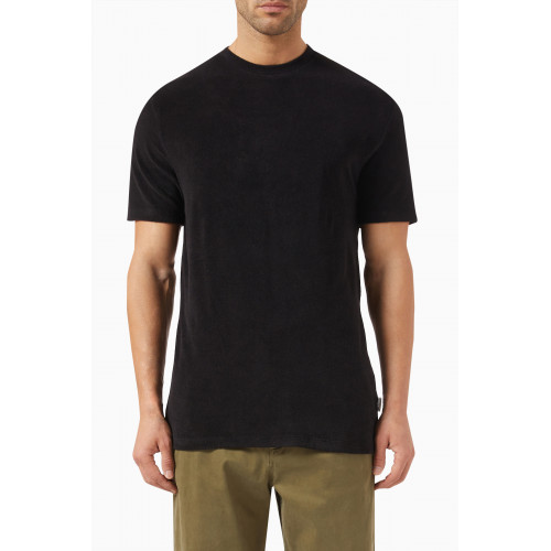 Selected Homme - Textured T-shirt in Cotton Terry Black