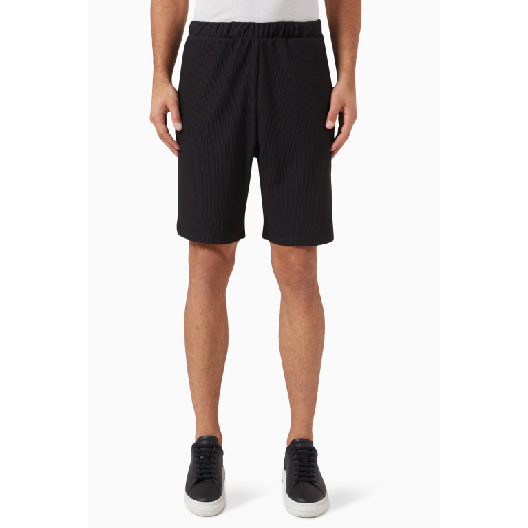 Selected Homme - Plisse Ribbed Shorts in Recycled polyester Black