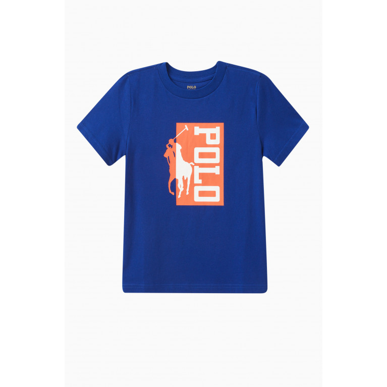 Polo Ralph Lauren - Contrast Block Logo Print T-shirt in Cotton