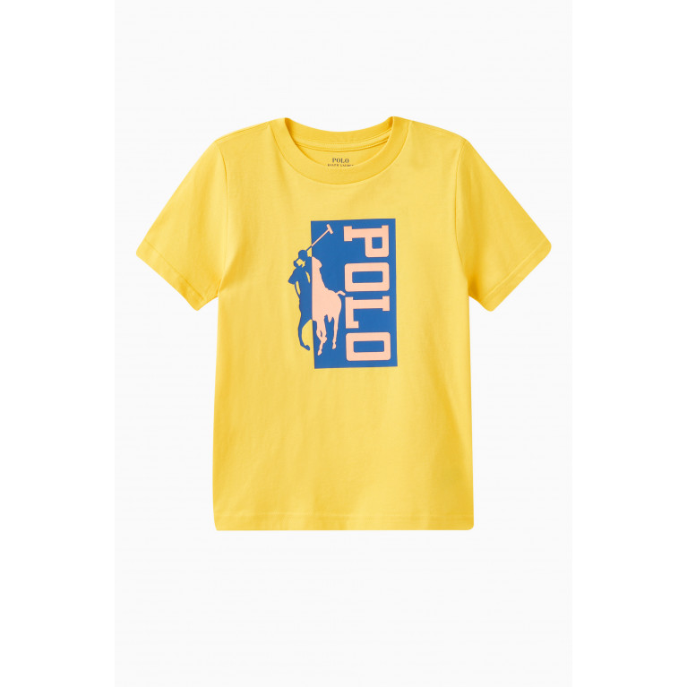 Polo Ralph Lauren - Contrast Block Logo Print T-shirt in Cotton