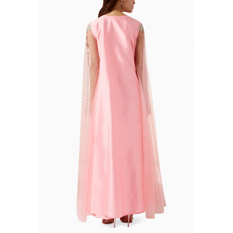 Vione - Marquee Cape Dress in Silk Taffeta & Tulle Pink