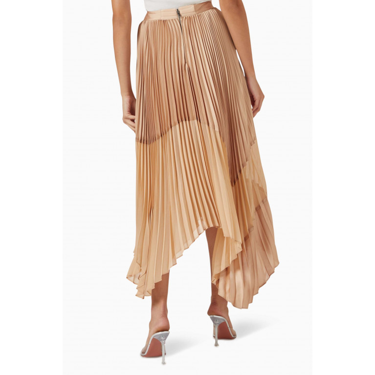 Alice + Olivia - Fraley Sunburst Pleated Asymmetrical Skirt in Satin