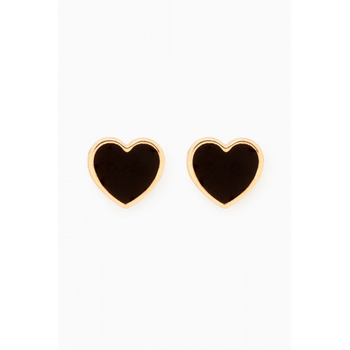 Arkay - Mini Heart Enamel Stud Earrings in 18kt Gold